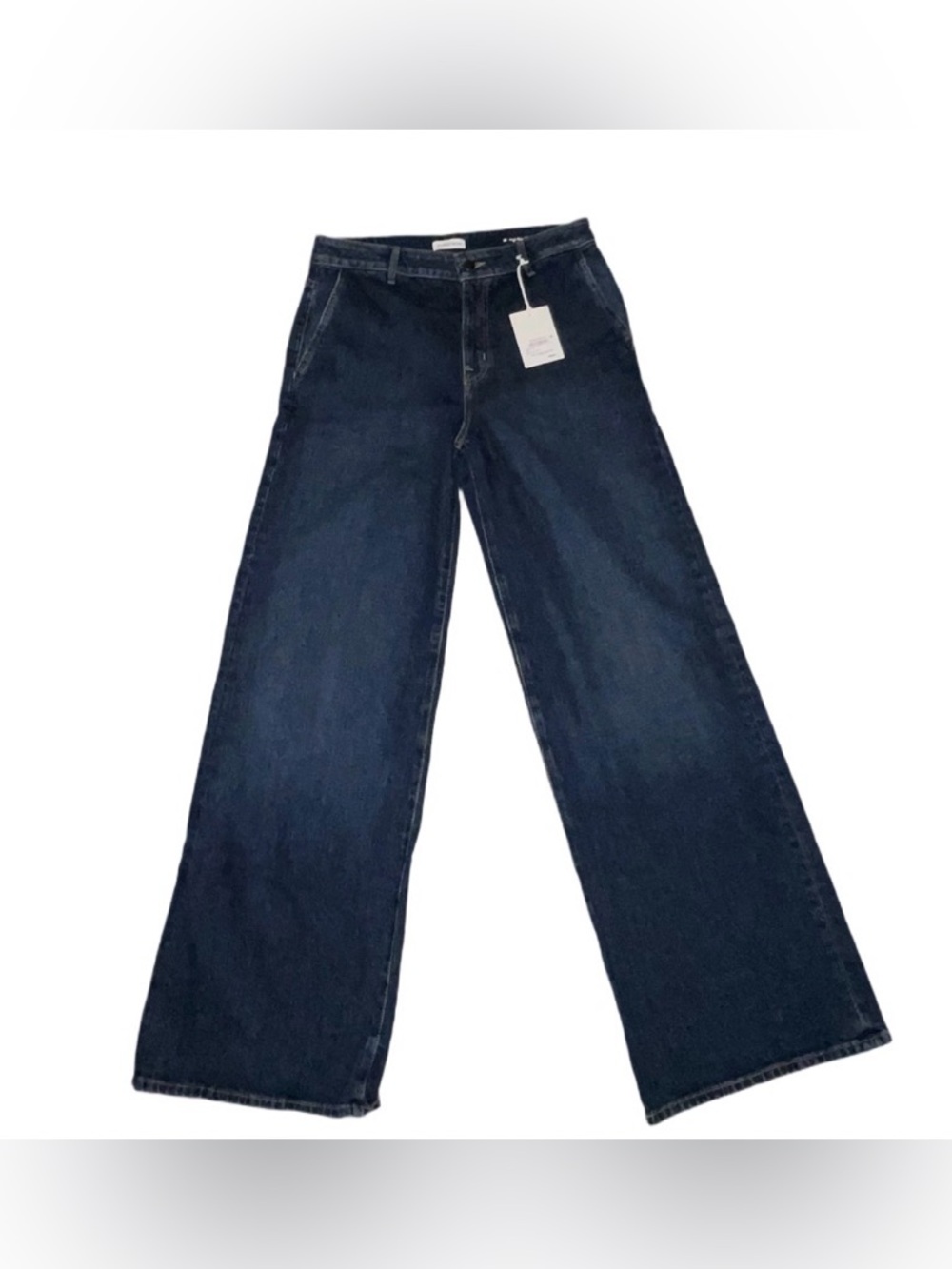 Nordstrom Wide-Leg Flare Jeans in Dark Blue Denim - Picture 3 of 4